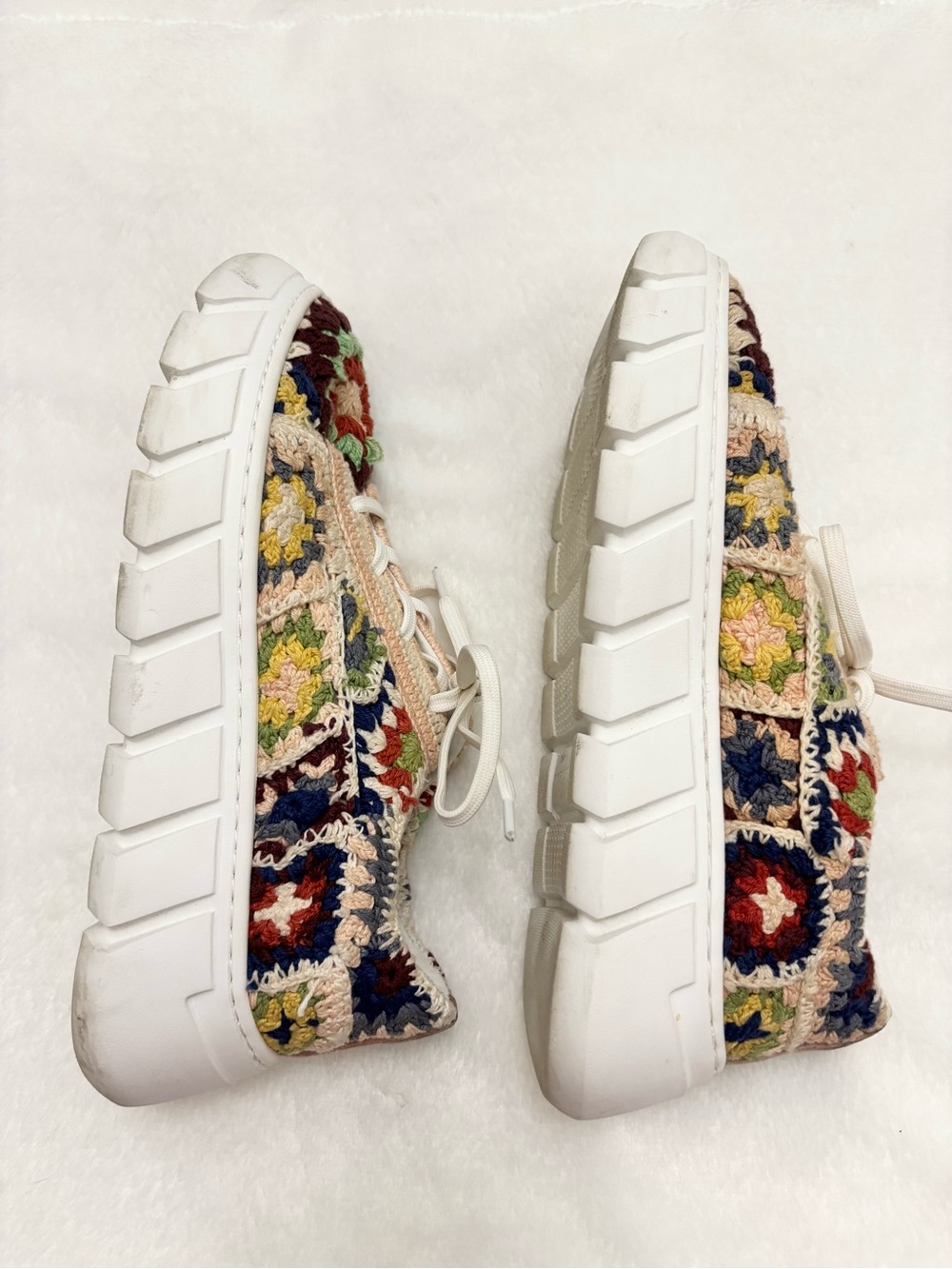 Free People Catch Me If You Can Multicolor Crochet Patchwork Platform Sneakers - Picture 12 of 14